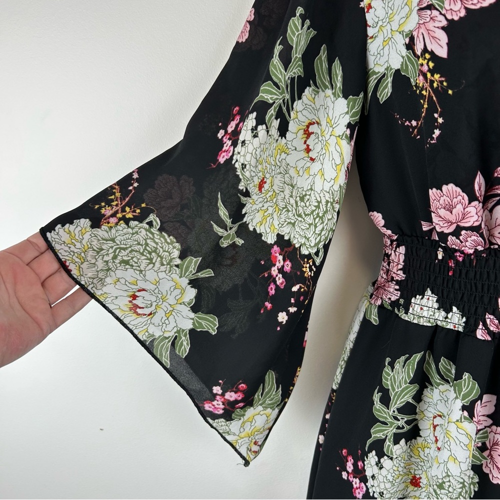 Maurices Dark Floral Babydoll Mini Dress sz XS Dark Romantic Fairy - Picture 4 of 13